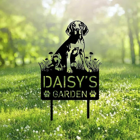 Custom English Foxhound Dog Metal Memorial Garden Stake Personalized Pet Grave Marker Name Sign Remembrance Stake Decor Sympathy Dog Loss,Outdoor Statues for Yard Garden Lawn Patio Pathway Grave.