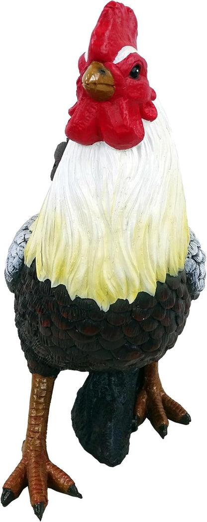 Alpine Corporation 16" Tall Outdoor Rustic Rooster Statue, Farmhouse Accent Weatherproof Garden Decor, Multicolor