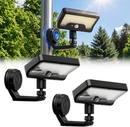 Magnetic Solar Lights Outdoor with Motion Sensor, 3CCT Solar Fence Lights Outdoor with 92 LEDs, 3 Modes, Magnetic & Adhesive Mount, IP65 Waterproof Security Lights for Wall Patio Deck(2 Pack,Black)