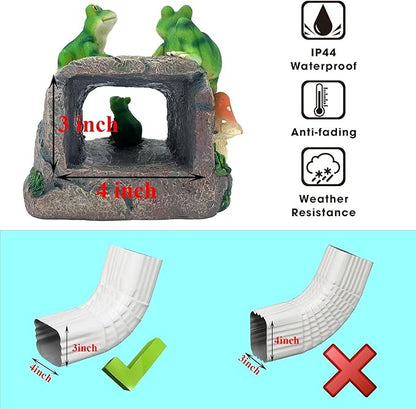 Gutter Downspout Extension Decorative Statue, Frog Statues 3”×4” Gutter Downspout Splash Block Extender, Outdoor Patio Lawn Ornaments, Animals Statue Decorative for Gutter Downspout Guardian Rain