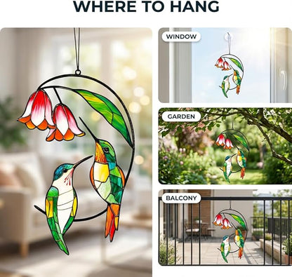 Hummingbird Gifts for Women, Hummingbird Sun Catcher for Window Hanging, Mothers Day for Mom Grandma Bird Lovers, Spring Suncatcher Garden Decor for Indoor Outdoor Windows(6)