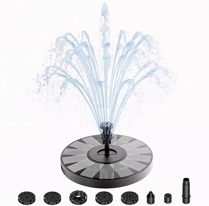 AISITIN 3.5W Solar Fountain for Bird Bath, Floating Solar Water Fountain Pump with 6 Interchangeable Nozzles, Outdoor Solar Water Pump for Garden Pond, Aquarium, Fish Tank, Pool