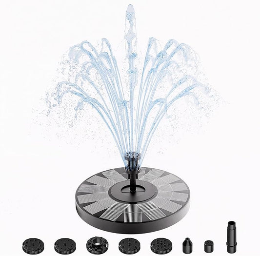 AISITIN 3.5W Solar Fountain for Bird Bath, Floating Solar Water Fountain Pump with 6 Interchangeable Nozzles, Outdoor Solar Water Pump for Garden Pond, Aquarium, Fish Tank, Pool