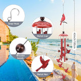 Cardinal Wind Chimes for Outside - Christmas Outdoors Cardinal Gifts Metal Inspirational Christian Windchimes with Greeting Cards Garden Decor Sympathy Memorial Yard Gifts for Christmas New Year