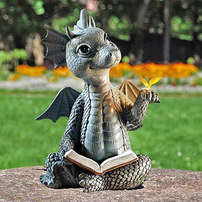 YWHWXB Garden Dragon Resin Sculpture,Lovely Outdoor Sculpture Ornaments,Garden Dragon Decor Statue for Home Patio Courtyard Lawn Decoration