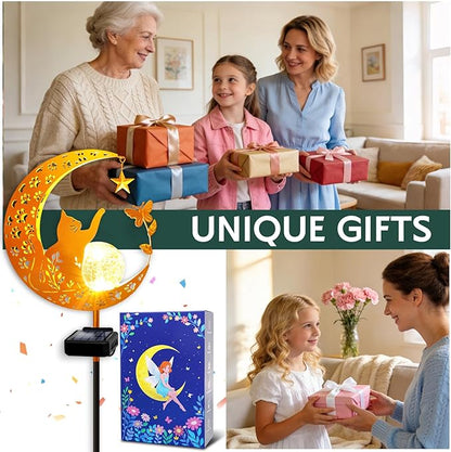 ZNYCYE Solar Lights Outdoor Decorative Moon Cat Butterfly Solar Stake Lights Birthday Mothers Day Gifts for Mom Women Grandma, Garden Decor Waterproof for Walkway, Yard, Lawn, Patio (Warm White)