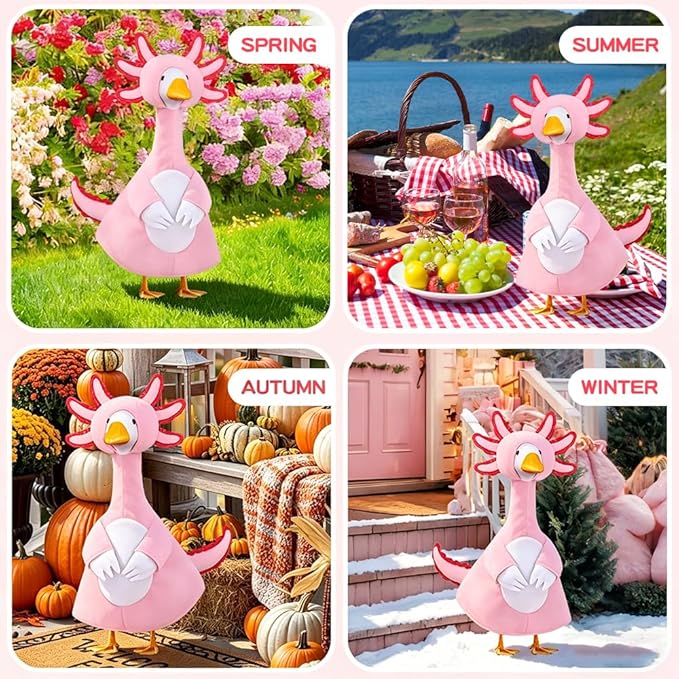 Axolotl Porch Goose Outfits for 23" Porch Goose Holiday Lawn Goose Cement or Plastic Statue Salamander Costume for Outdoor Yard Lawn Patio Decor