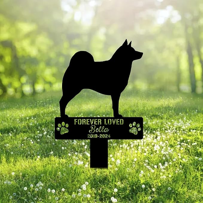Custom Norwegian Elkhound Dog Metal Memorial Garden Stake Personalized Pet Grave Marker Name Sign Remembrance Stake Decor Sympathy Dog Loss,Outdoor Statues for Yard Garden Lawn Patio Pathway Grave.