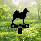 Custom Norwegian Elkhound Dog Metal Memorial Garden Stake Personalized Pet Grave Marker Name Sign Remembrance Stake Decor Sympathy Dog Loss,Outdoor Statues for Yard Garden Lawn Patio Pathway Grave.