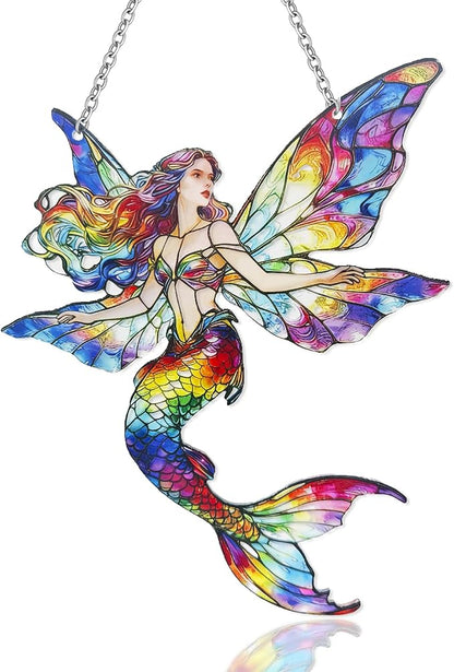 Fairy Suncatcher, Stained Glass Fairy Suncatcher Window Hanging, Suncatchers for Sister/Friend