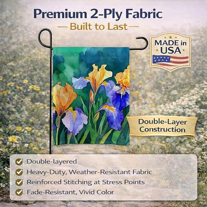 Caroline's Treasures Tennessee Iris in Watercolor Garden Flag Mailbox Flag Decorative Yard Flag Banner Outside Patio Artwork Yard Flower Beds, Garden Size, Multicolor