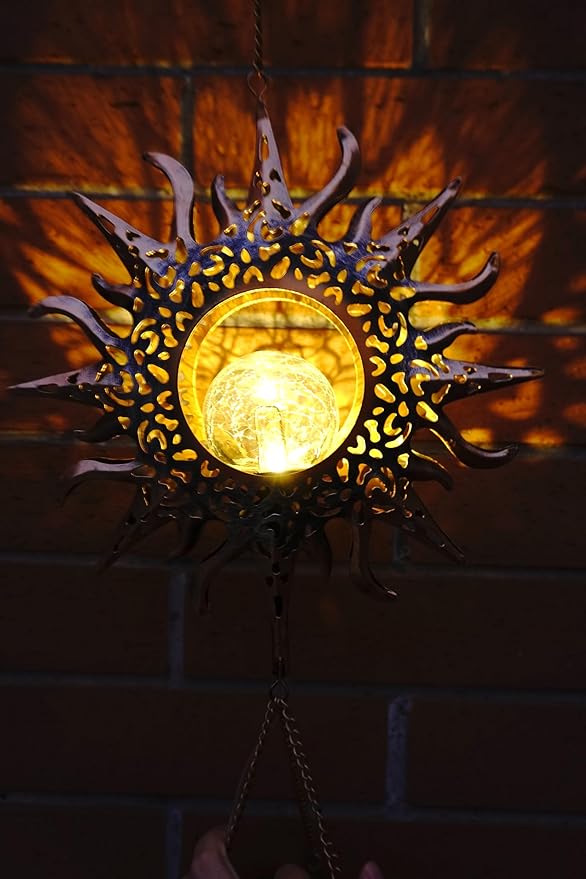 Sun Wind Chimes, Metal Wind Chimes, Waterproof Anti-Corrosion, Solar Wind Chime, Wind Chime for Outside/Window/Door/Garden/Outdoors, Gifts for Girl/mom/Friend. (Sun)