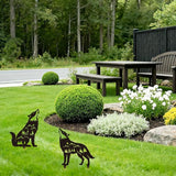 WADORN 2Pcs Wolf Metal Decorative Garden Stakes, Howling Wolf Silhouette Metal Outdoor Statues Animal Garden Ornament Gifts Black Yard Art Decorations for Home Outdoor Patio Backyard Lawn Walkways