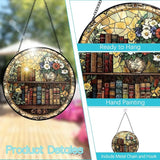 Book Stained Glass Suncatcher Ornament, Stained Glass Window Hanging, Sun Catchers Indoor Window, Suncatchers for Windows Hanging, Home Garden Decor Glass Panel, Bookish Gifts for Women Reader Lovers