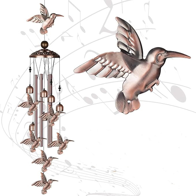 Hummingbird Wind Chimes for Outside,Metal Windchimes,Hummingbird Easter Gifts for Women/Men,Wind Chime Garden Decor Outdoor,Memorial/Housewarming/Birthday/Festival Gifts,Front Yard Decor