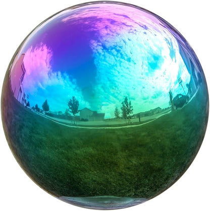 Lily's Home Gazing Globe Mirror Ball in Rainbow Stainless Steel - 12 Inch