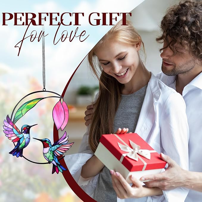 Hummingbird Gifts for Women, Hummingbird Sun Catcher for Window Hanging, for Mom Grandma Bird Lovers, Spring Suncatcher Garden Decor for Indoor Outdoor Windows