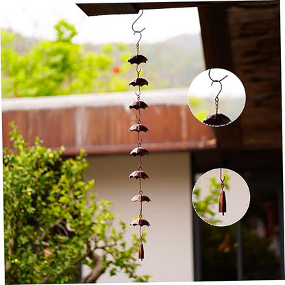 Rain Chain 39 Inch Long Rain Catcher Chain Effective Drainiage 8 Umbrella Cups Rust Resistant Chains for Outside Downspout Decorations, Chains for Gutters, Copper