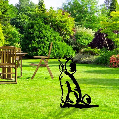 Adorable Dog Stake Decoration Yard Garden Outdoor Poodle Lawn Decor Metal Art Dog Silhouette Decoration Steel Dogs Statue Adorable Ornament Gift (Poodle)