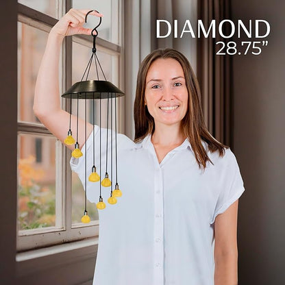 Upblend Outdoors Solar Hanging Decoration for Outside – Color Changing LED Decoration for Outdoor, Solar Chimes Outdoor Waterproof, Light Decor for Outside – Diamond, Gold