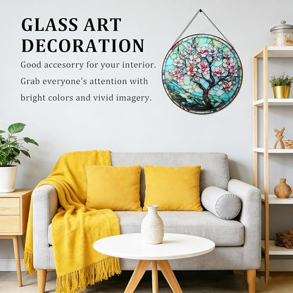 7.87" Sun Catchers Indoor Window,Butterfly Stained Glass Window Hanging, Window Suncatcher Hanging Ornaments Wall Art, Hand-Painted Glass Panel Home Decor (Style M)