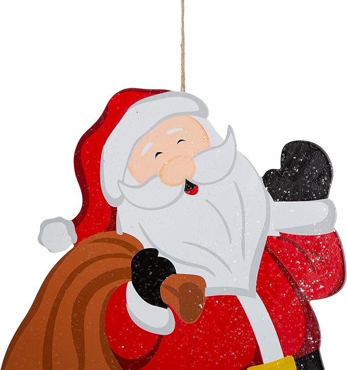 Glitzhome Metal Christmas Santa Snowman Tree Stake 3 Pack Outdoor Yard Holiday Décor, 24" H, Multicolor