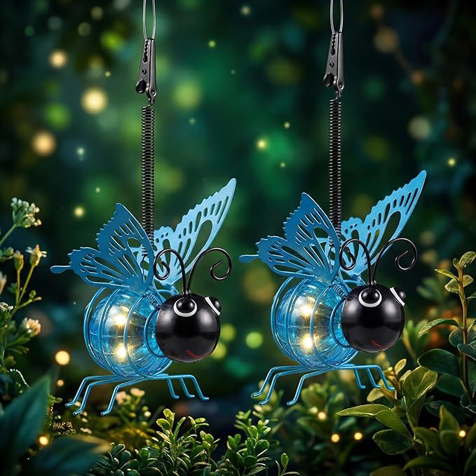 Calenzana Blue Butterfly Outdoor Solar Garden Light, Waterpoof Hanging Solar Light for Yard Patio Backyard Porch, Gifts for Women Mom Grandma