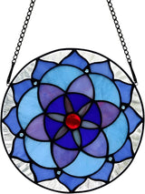 Flower of Life Decor Stained Glass Window Hanging,Sacred Geometry Spiritual Gift for Mom on Thanksgiving Day,Christmas,Mother's Day