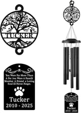 Personalized Pet Memorial Wind Chime-37'' Tall with Laser Cut Metal Signs，loss of dog sympathy gift，Pet Remembrance Gift in Memory of Dog Cat，loss of dog sympathy gift