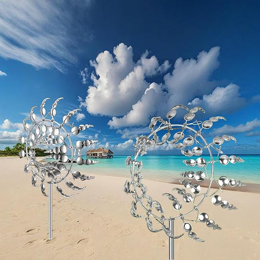 Magical Metal Windmill, Wind Spinners for Yard Garden, Outdoor Spinners, Windmill for Yard, Wind Sculptures & Spinners for Yard Garden Patio Decoration (1PCS Silver)
