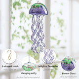 H&D HYALINE & DORA Purple Blown Glass Jellyfish Wind Chime Sea Glass Wind Chimes for Outside Jellyfish Wind Chimes Outdoor Sea Glass Decor for Patio Garden Balcony Porch(14in)