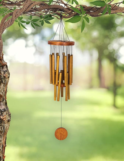 Sunset Vista Designs 91956 Outdoor Chimes Zen Gardens Bamboo Wind Chime for Patios Porches and More, 26-Inches Long, Circles
