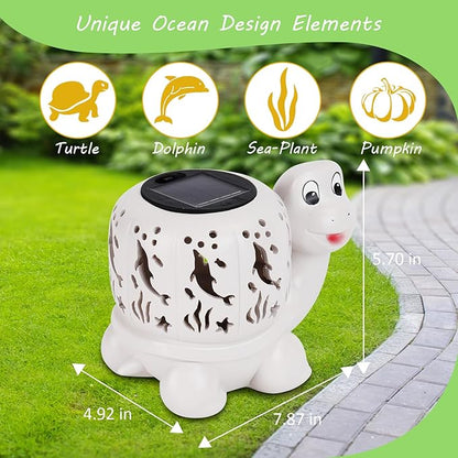 Solar Lantern Lights,Turtle & Dolphin Outdoor Lantern with LED Garden Light, Decorative Lanterns Table Lamp for Patio Yard Garden Decor Outside Clearance Gifts for Birthday Grandma