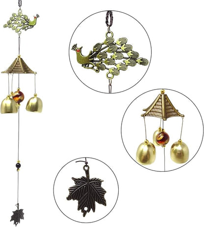 Honbay Vintage Feng Shui Wind Bell Lucky Wind Chime for Home or Garden Decoration (Peacock)