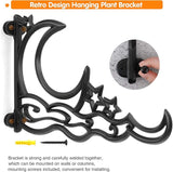 2pcs 13 Inch Heavy Duty Hanging Plant Brackets, Sun Moon Star Metal Hanging Hook Wall Art Décor Outdoor Indoor, Durable Rust-Resistant Plant Hanger Hook for Hanging Plants Birdhouse Lantern Wind Chime