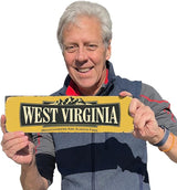 SmartSign 4 x 14 inch West Virginia State Vintage Metal Sign “Mountaineers Are Always Free”, 40 mil Rustproof Aluminum with Clear Overcoat, Retro Wall Décor, Multicolor, Made in USA