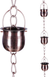 DUSVALLY Rain Chains Decorative and Cups Replace Gutter Downspout for Home Garden Patio Outdoor Decor and Gutters, 8-1/2 Length, Pot