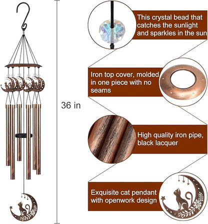 Wind Chimes with Sympathy Wind Spinner,Outside Garden Decor Gifts for Women Mom and Grandma,Memorial Wind Chimes for Loss of Loved One Prime,Bereavement/Sympathy/Memorial Gift (Cats)