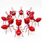 Cruis Cuka Metal Yard Art Garden Decor for Outside Cute Ants Yard Decorations Outdoor Lawn Ornaments Backyard Gifts for Mom - Set of 8（All Red）