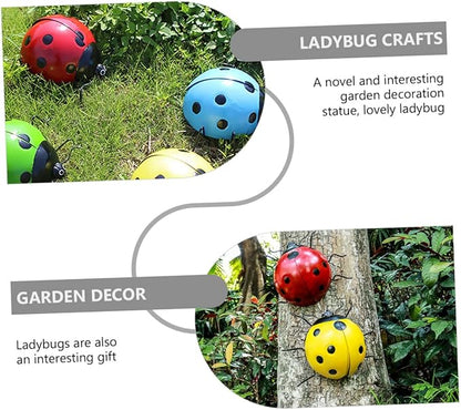 balacoo 1pc Seven Star Ladybug Ornament Animal Garden Statues Iron Ladybug Ladybugs Wall Sculptures Metal Ladybug Wall Art Outdoor Fencing Decor Ladybug Crafts Iron Parts Red Beetle, 29X22X11CM