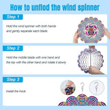 Wind Spinners Outdoor, Owl Metal 3D Hanging Garden Decor, 12-inch Stainless Steel Wind Spinner with Tail Spinner, Wind Sculptures for Patio Lawn Yard, Ornament Gift for Women/Men