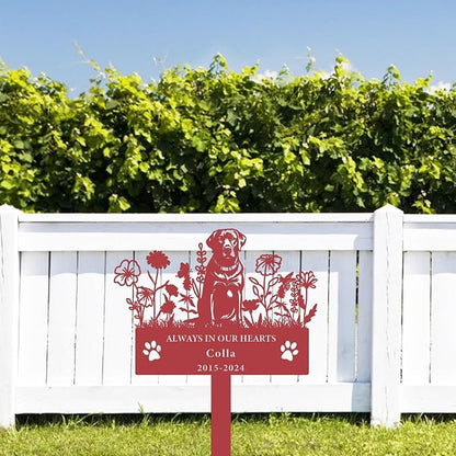 Personalized Flora Dog Memorial Garden Stake - Custom Cemetery Sign with Stake, Grave Plaque, Pet Headstone, Engraved Marker for Dogs
