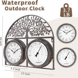 17Inch Large Outdoor Clock,Waterproof Wall Clock with Thermometer,Weatherproof Non-Ticking Quartz Battery Operated Decor Clock for Patio,Garden,Pool,Porch,House Warming Gifts