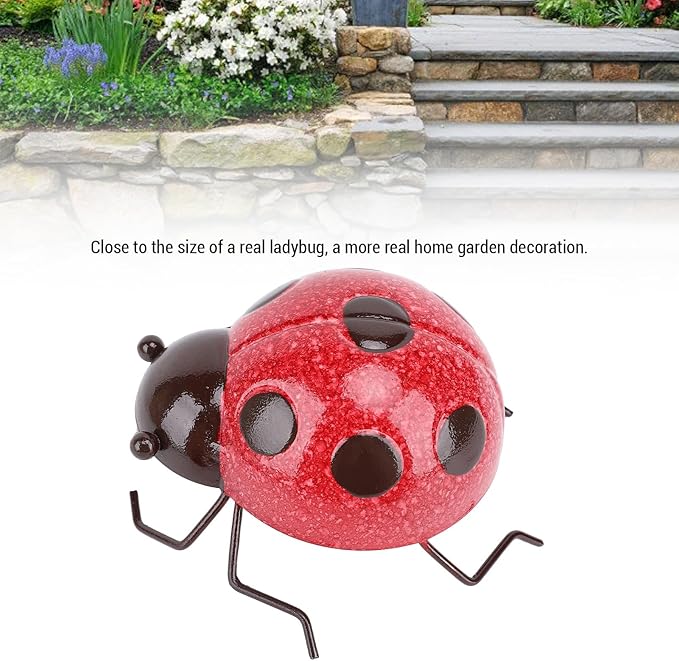 Focket Metal Garden Decor, Iron Handcrafted Industrial Coating Bright Colors Yard Art Lawn Ornaments Real Design Lifelike Easy to Install Metal Sculpture for Lawn, Yard (Red)