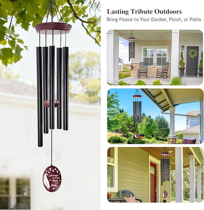 Memorial Wind Chimes for Loss of Loved One, 33.5" Sympathy Wind Chimes with Feather & Butterfly Remembrance Sail, Deep Tone Bereavement Gift for Loss of Mom Dad, Outdoor Garden Decor
