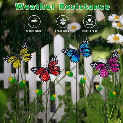 4 Pack Butterfly Decorative Garden Stakes,Metal Colorful Butterfly Garden Decor,Yard Art Spring Decor for Outdoor Porch Lawn Pathway