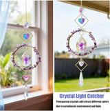Crystal Wind Chimes Suncatcher, Window Prism Hanging Decor with Rainbow Maker Feature, Metal Frame Crystal Design for Indoor Outdoor Spaces, Home Garden Gifts Idea