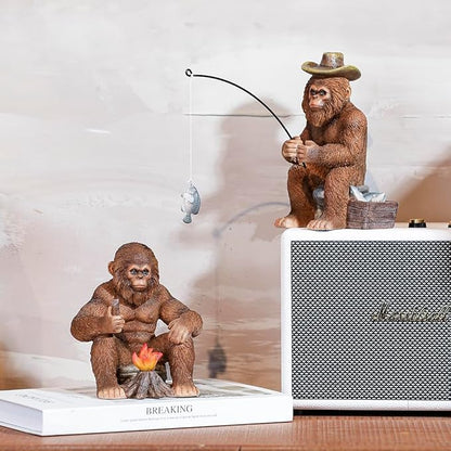 Bigfoot Statue - Bigfoot Fishing Resin Figures 7.2 Inches, Sasquatch Gifts. Bigfoot Decoration is Suitable for Outdoor and Indoor Decor. Garden Bigfoot Decor Father's Day