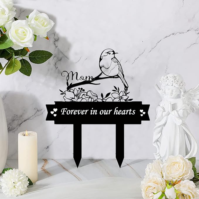 Grave Decorations for Cemetery Metal Memorial Grave Plaque Stake Markers Sympathy Waterproof Cemetery Decor for Dad Mom Dog Cat Outdoors Garden Personalized (Type C)