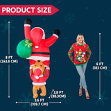 Joiedomi Hanging Christmas Inflatables Outdoor Decoration, Blow Up Climbing Santa with Dog, Christmas Blow Up Yard Decorations with Build-in LED for Xmas Party, Garden, Lawn, Roof Decor